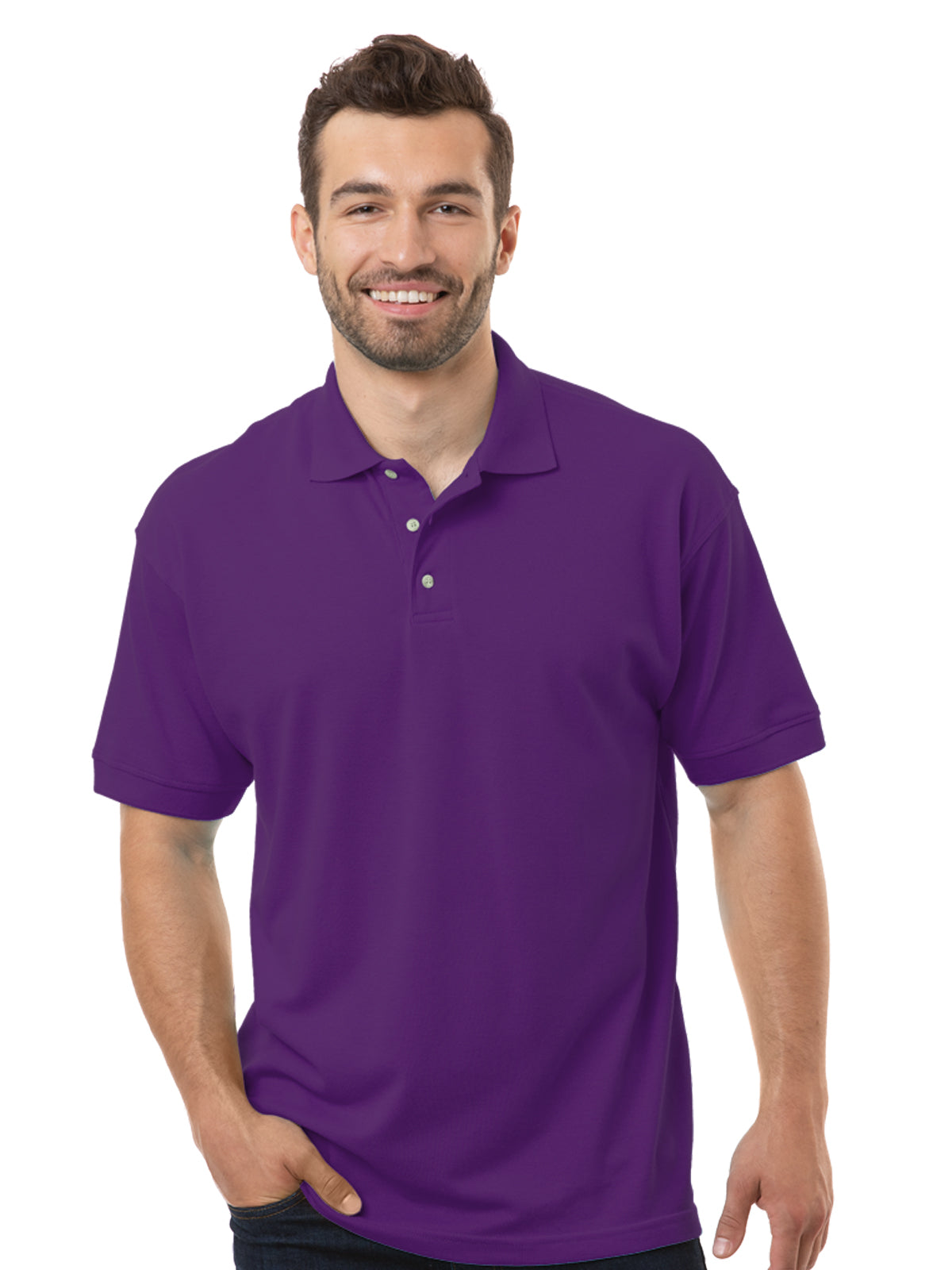 Men's Pocketless Superblend Short Sleeve Polo - BG7204 - Purple