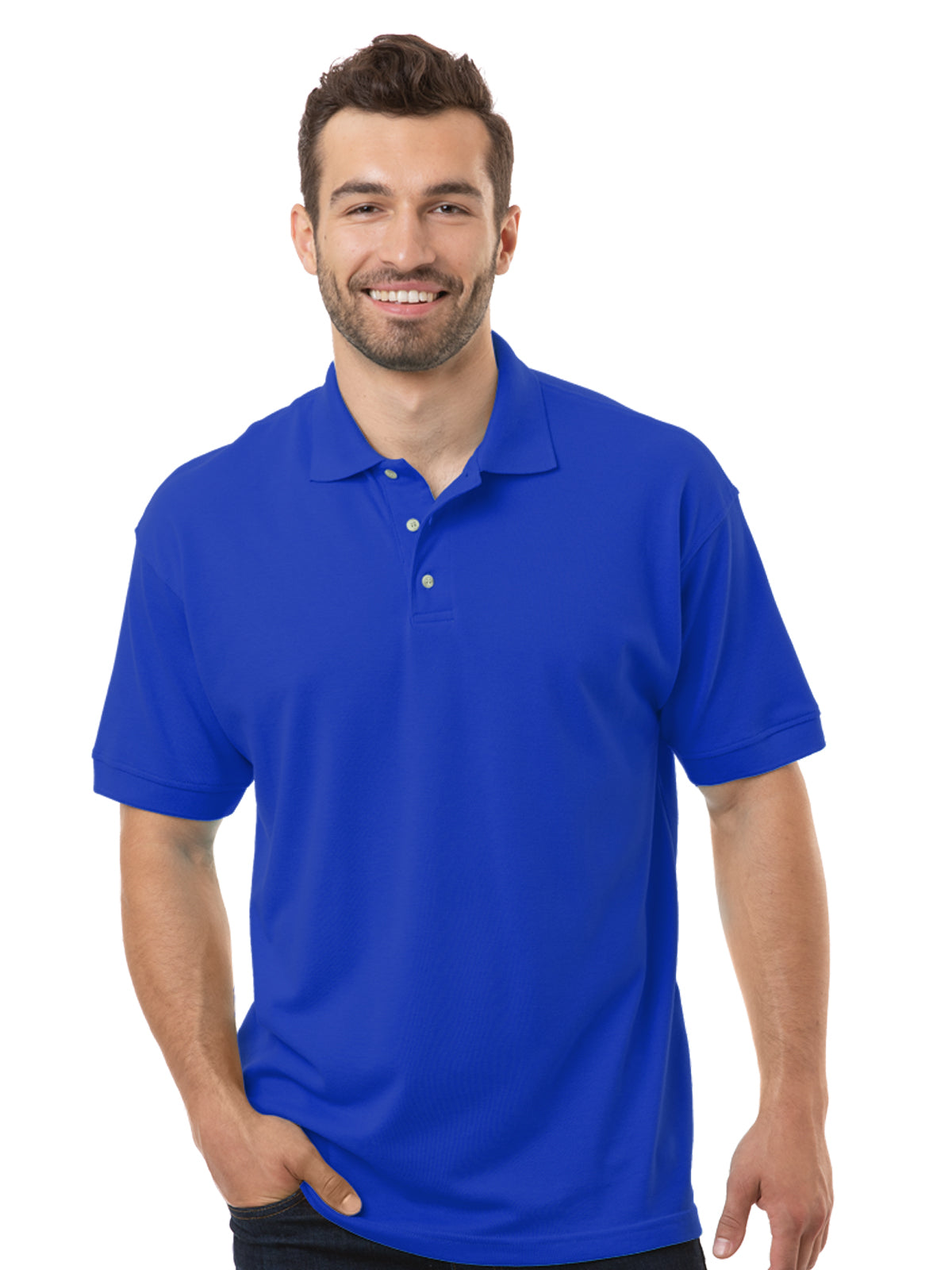 Men's Pocketless Superblend Short Sleeve Polo - BG7204 - Royal