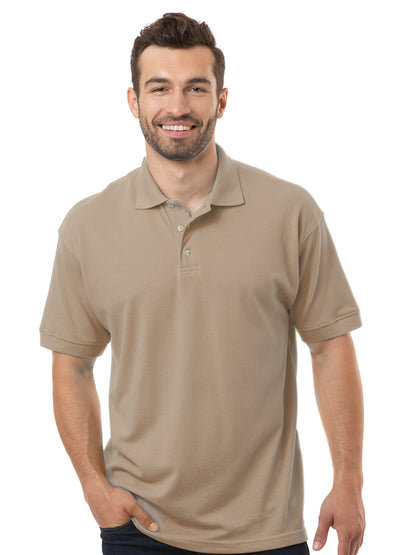 Men's Pocketless Superblend Short Sleeve Polo - BG7204 - Tan