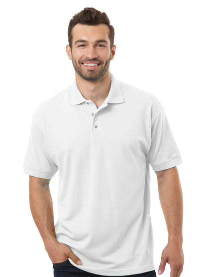 Men's Pocketless Superblend Short Sleeve Polo - BG7204 - White