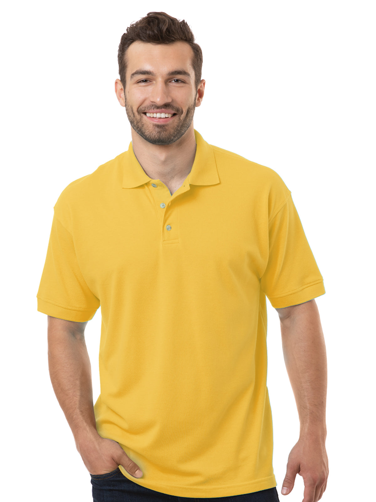 Men's Pocketless Superblend Short Sleeve Polo - BG7204 - Yellow