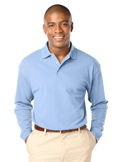 Men's Pocketless Superblend Long Sleeve Polo - BG7207 - Light Blue