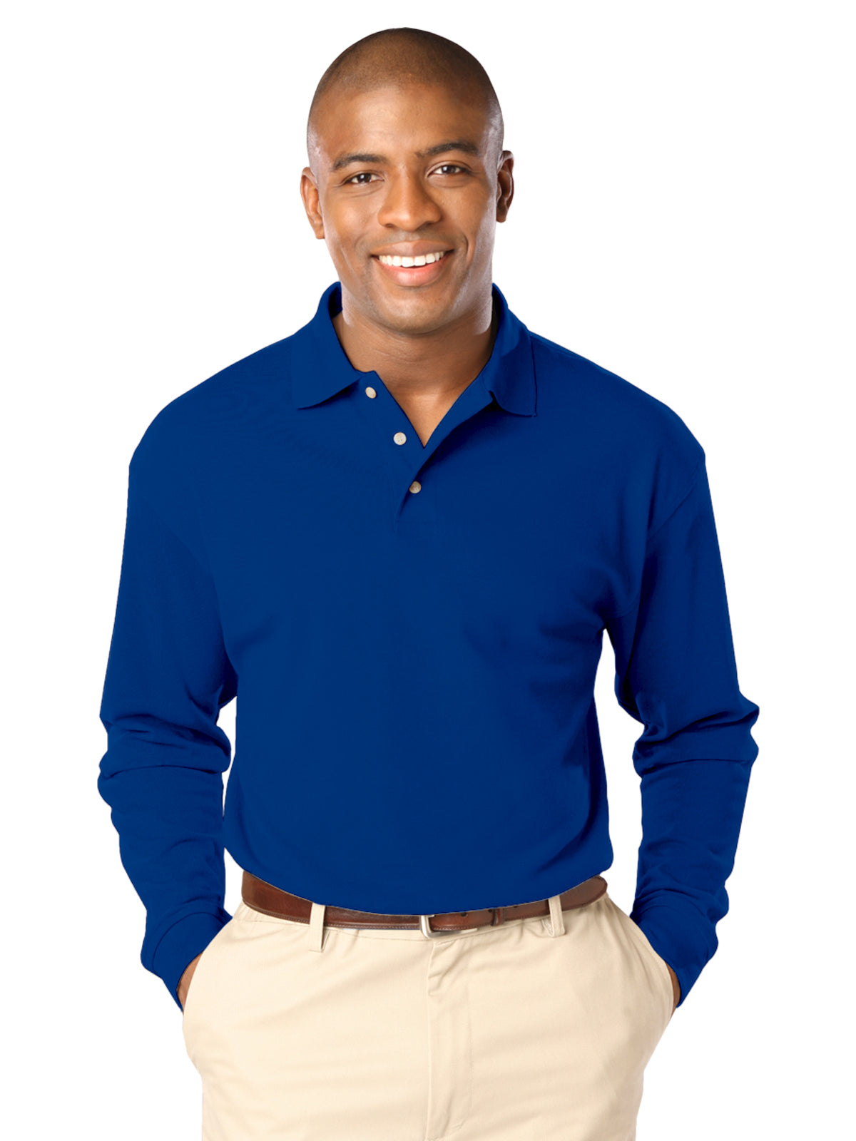 Men's Pocketless Superblend Long Sleeve Polo - BG7207 - Royal