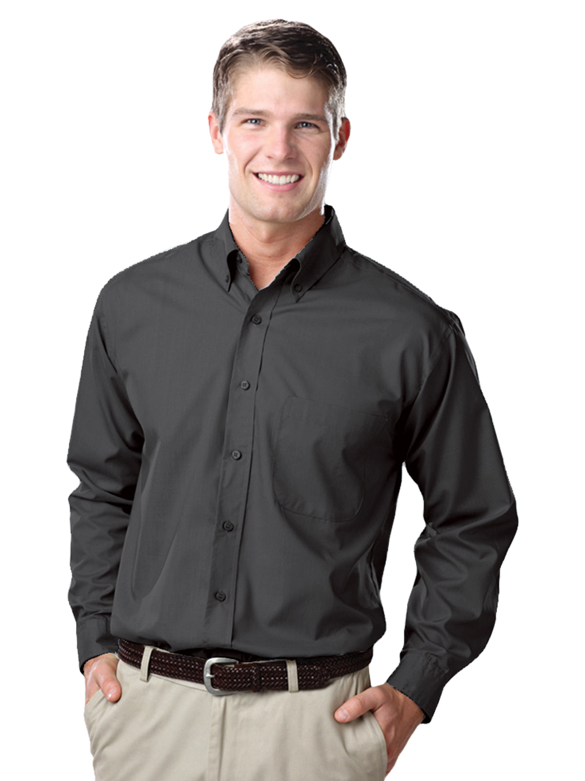 Men's 1-Pocket Value Poplin Shirt - BG7210 - Graphite