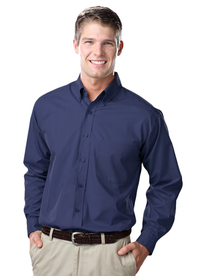 Men's 1-Pocket Value Poplin Shirt - BG7210 - Navy