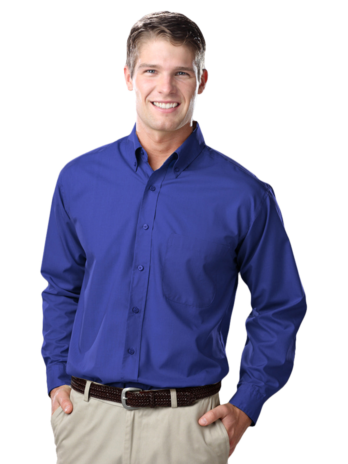 Men's 1-Pocket Value Poplin Shirt - BG7210 - Royal