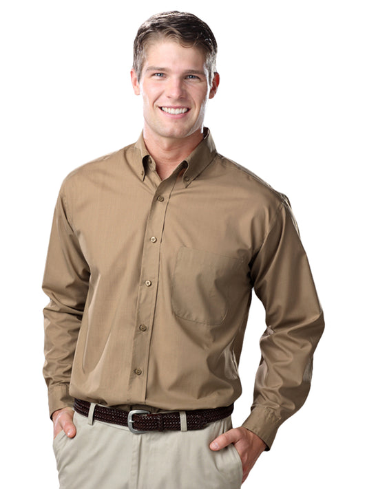 Men's 1-Pocket Value Poplin Shirt - BG7210 - Tan