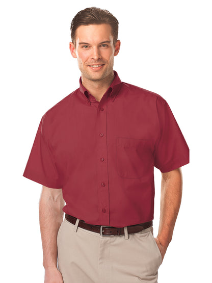 Men's 1-Pocket Short Sleeve Value Poplin Shirt - BG7210S - Burgundy