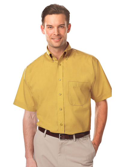 Men's 1-Pocket Short Sleeve Value Poplin Shirt - BG7210S - Maize
