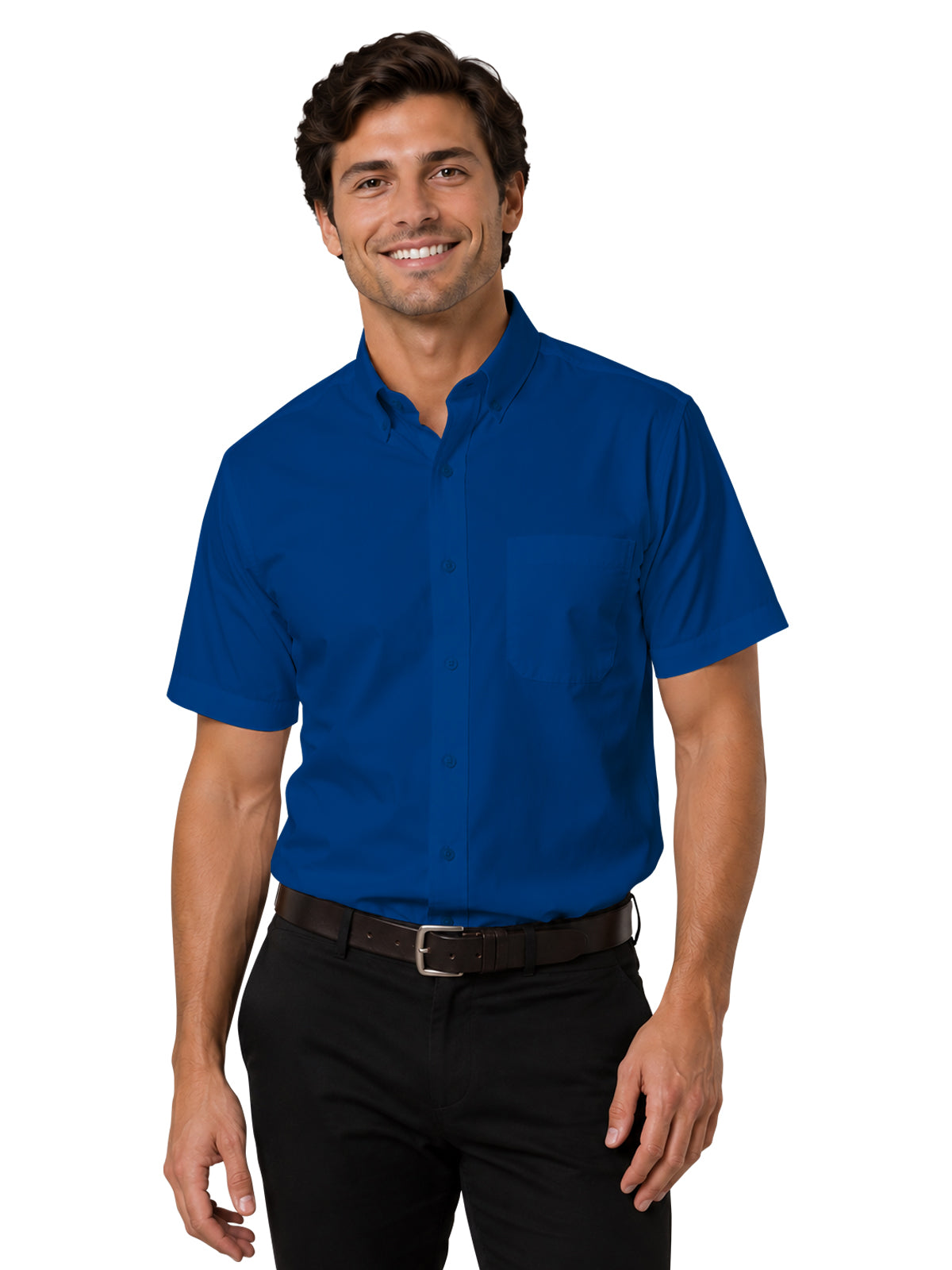 Men's 1-Pocket Short Sleeve Value Poplin Shirt - BG7210S - Royal