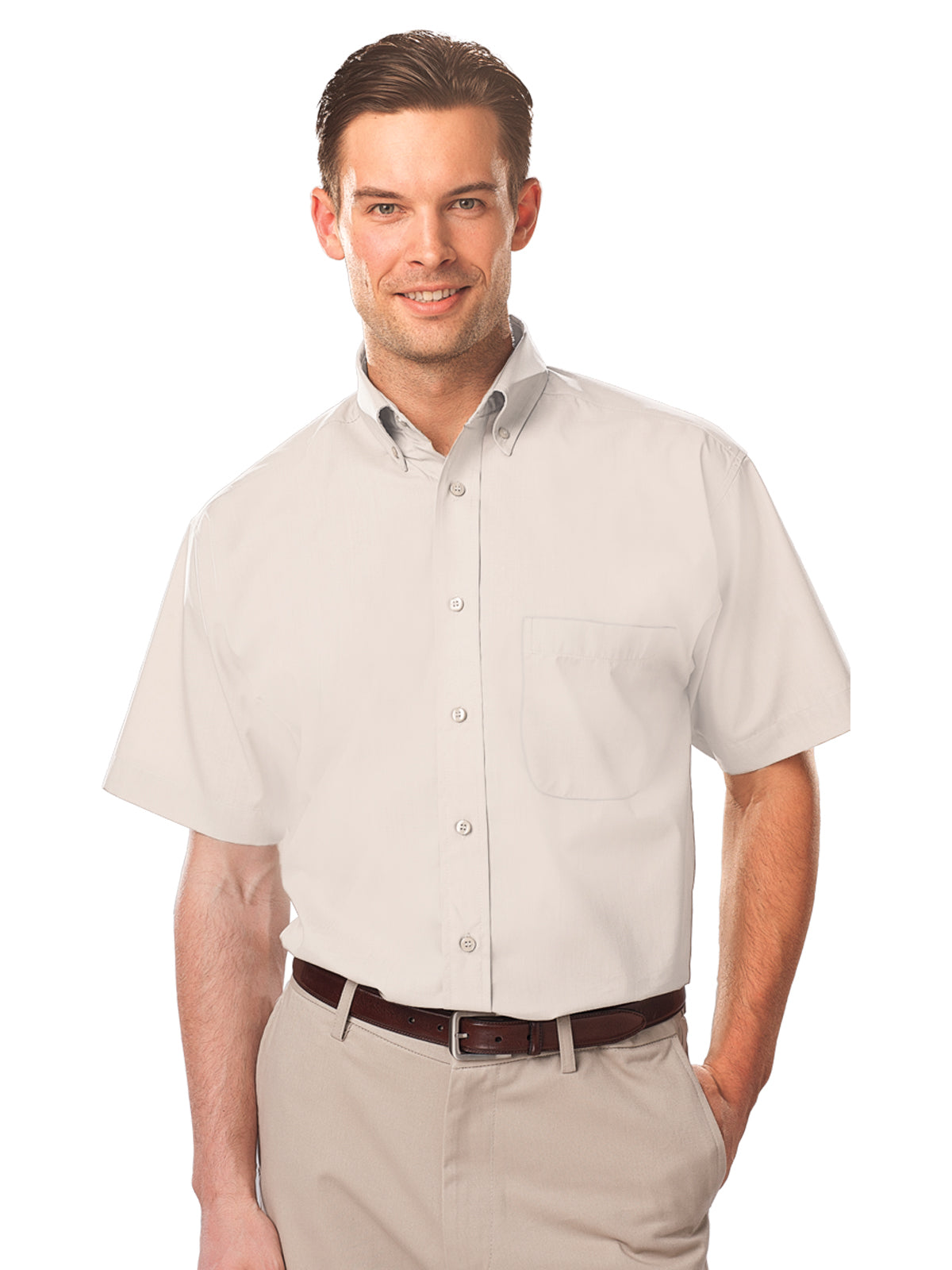 Men's 1-Pocket Short Sleeve Value Poplin Shirt - BG7210S - White