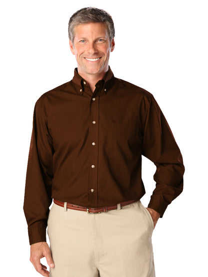 Men's 1-Pocket Superblend Poplin Shirt - BG7216 - Chocolate