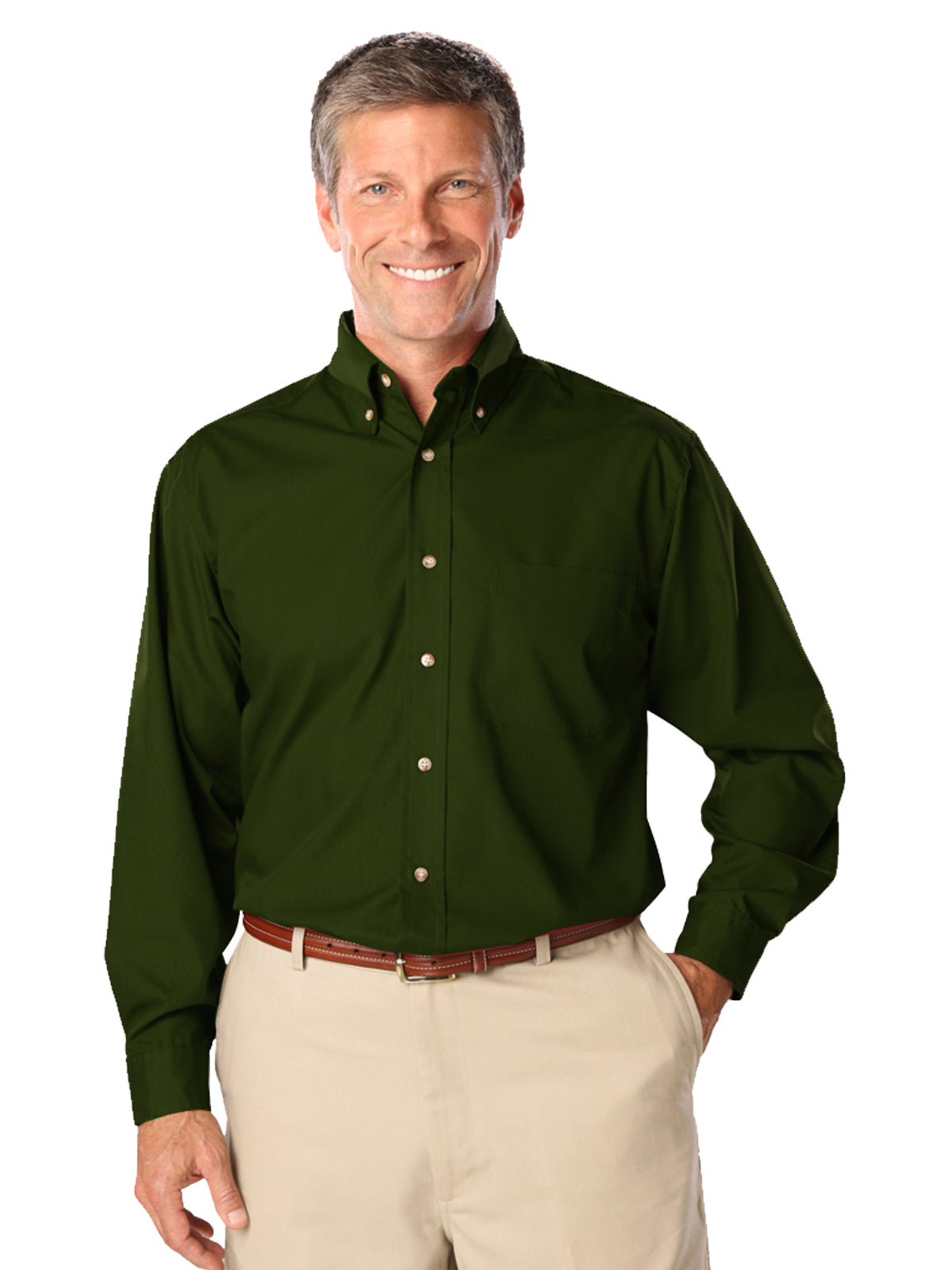 Men's 1-Pocket Superblend Poplin Shirt - BG7216 - Hunter