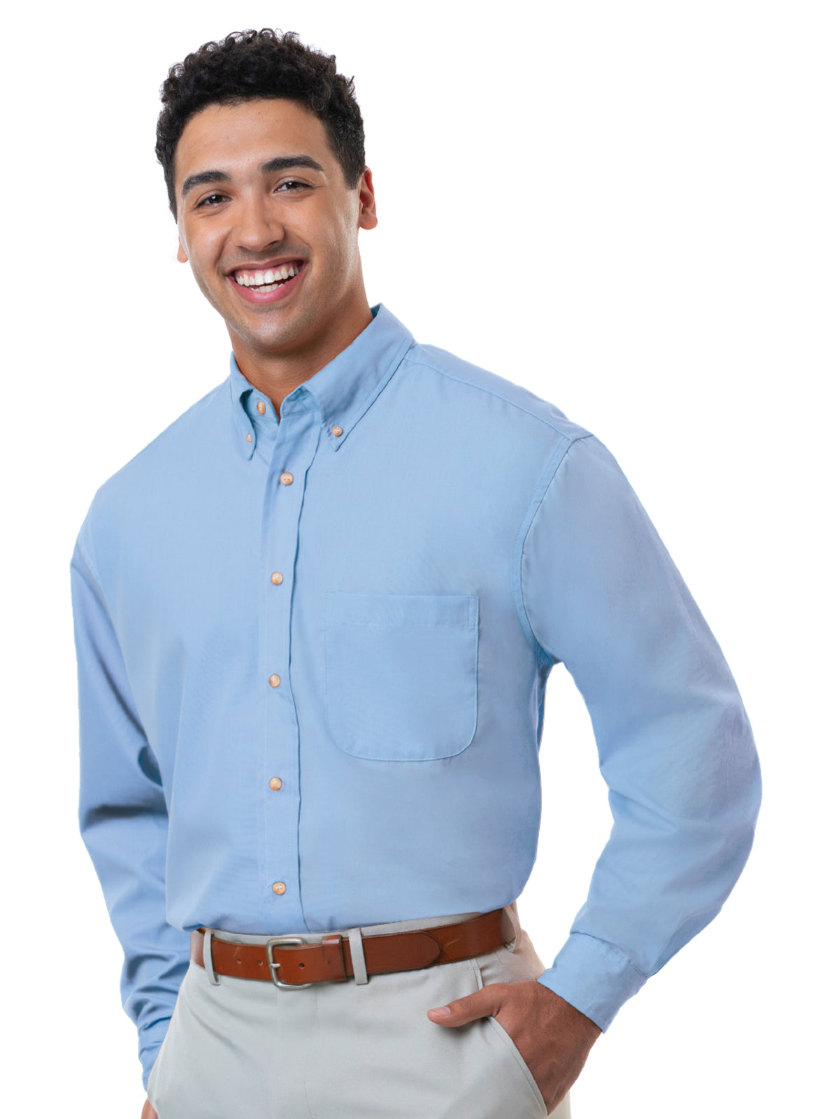Men's 1-Pocket Superblend Poplin Shirt - BG7216 - Light Blue