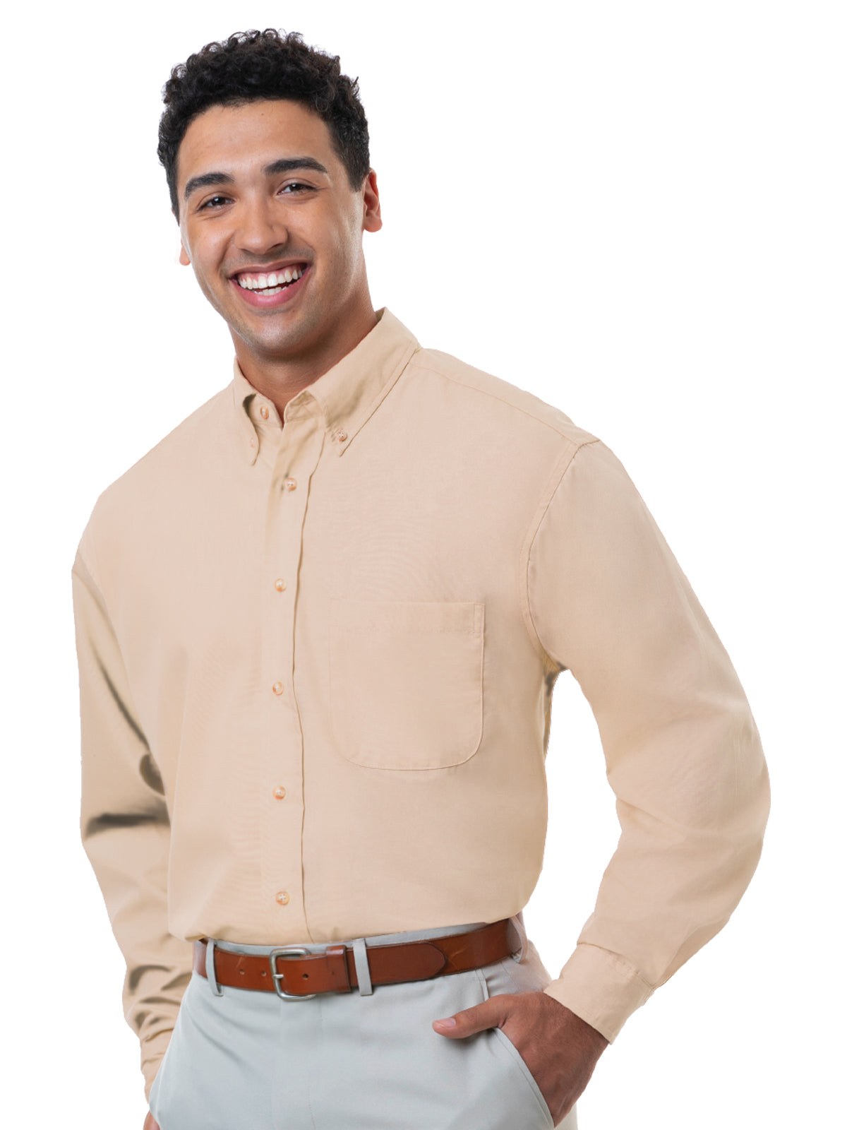 Men's 1-Pocket Superblend Poplin Shirt - BG7216 - Natural
