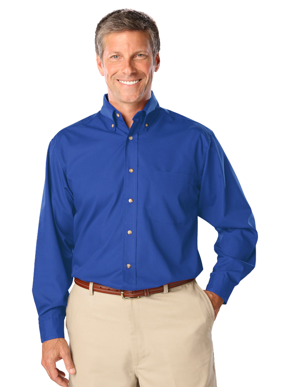 Men's 1-Pocket Superblend Poplin Shirt - BG7216 - Royal