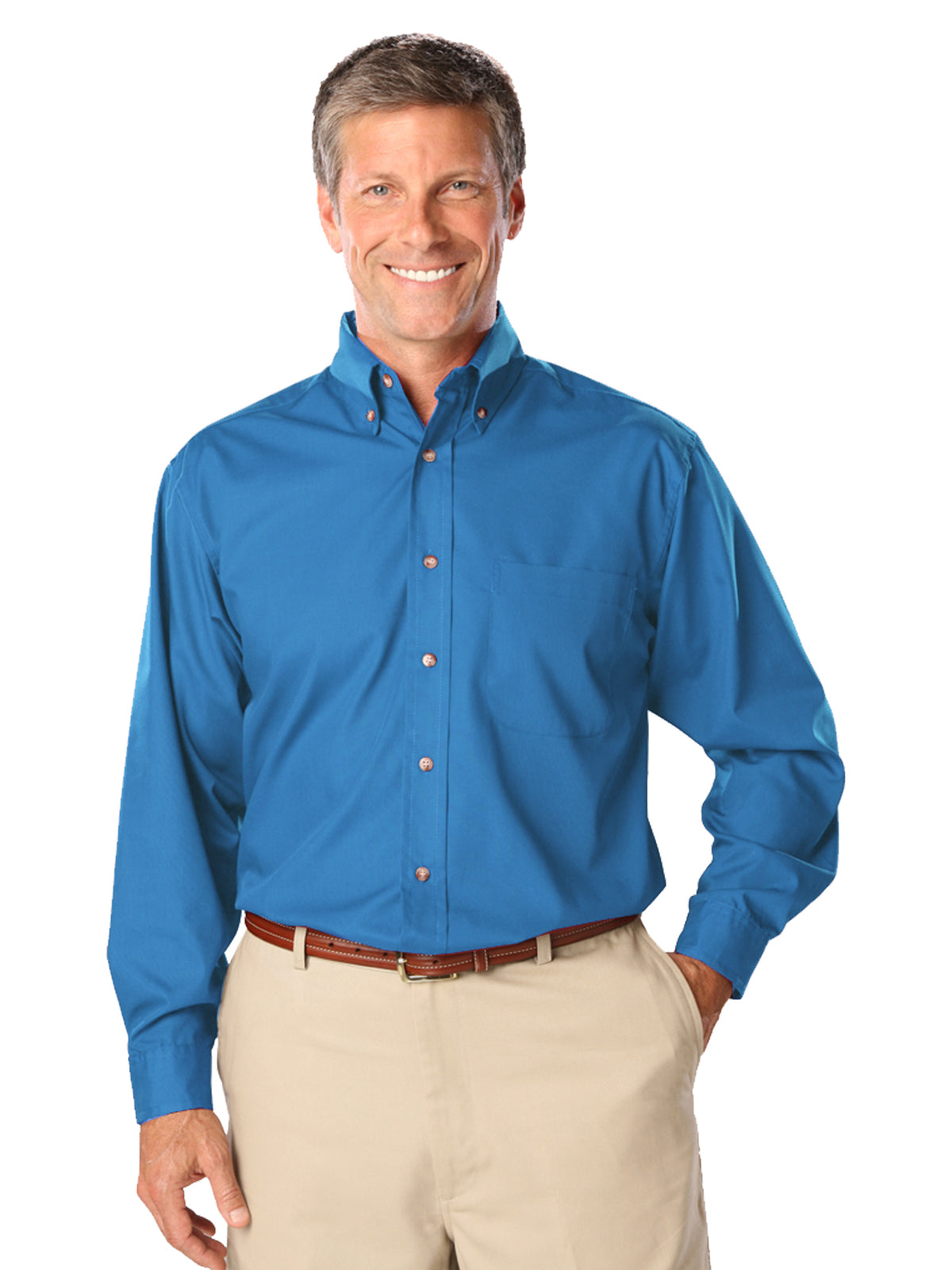 Men's 1-Pocket Superblend Poplin Shirt - BG7216 - Turquoise