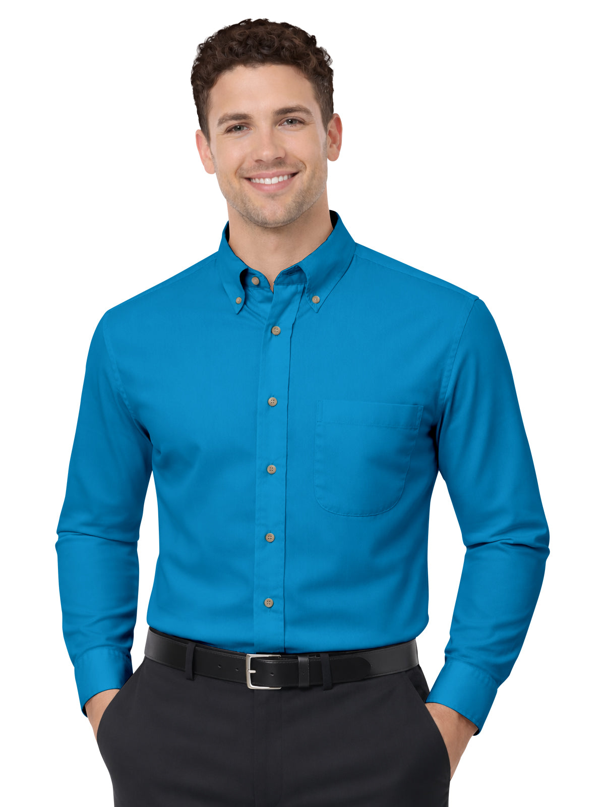 Men's 1-Pocket Superblend Poplin Shirt - BG7216 - Turquoise