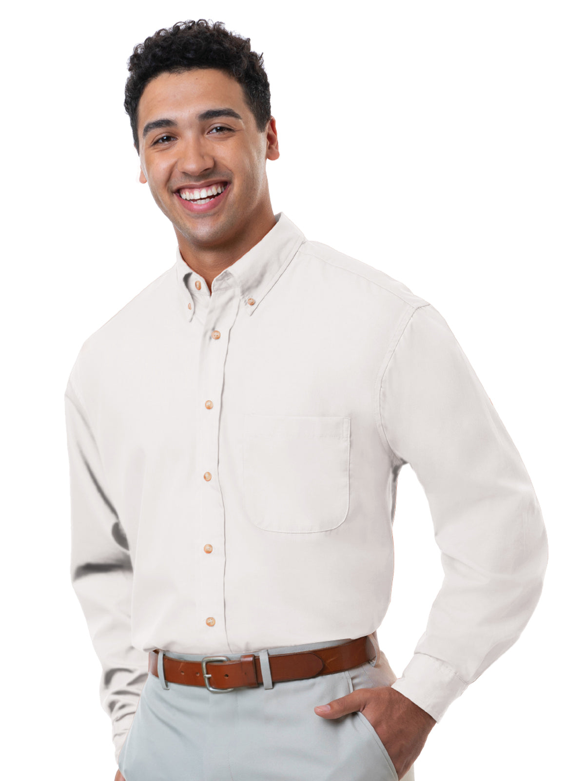Men's 1-Pocket Superblend Poplin Shirt - BG7216 - White