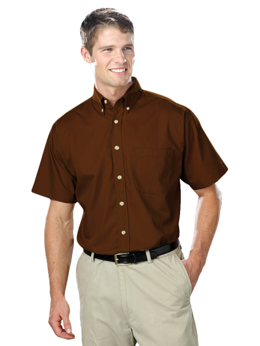Men's 1-Pocket Short Sleeve Superblend Poplin Shirt - BG7216S - Chocolate