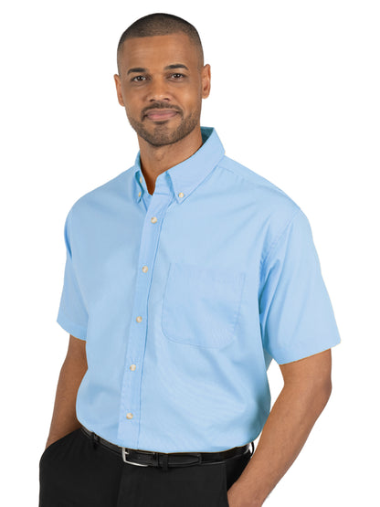 Men's 1-Pocket Short Sleeve Superblend Poplin Shirt - BG7216S - Light Blue