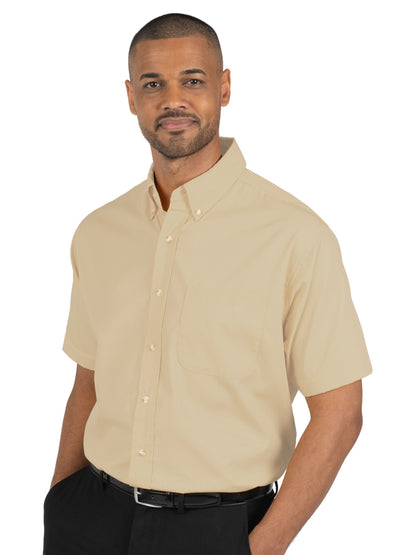 Men's 1-Pocket Short Sleeve Superblend Poplin Shirt - BG7216S - Natural