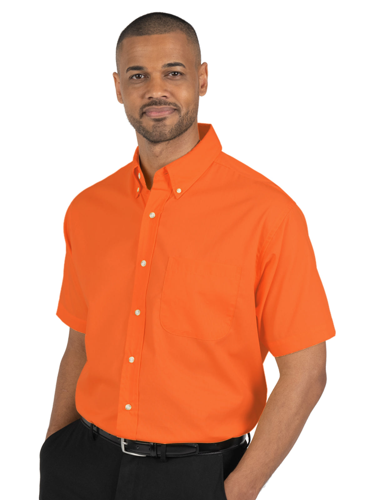 Men's 1-Pocket Short Sleeve Superblend Poplin Shirt - BG7216S - Orange