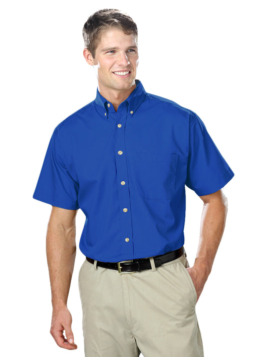 Men's 1-Pocket Short Sleeve Superblend Poplin Shirt - BG7216S - Royal