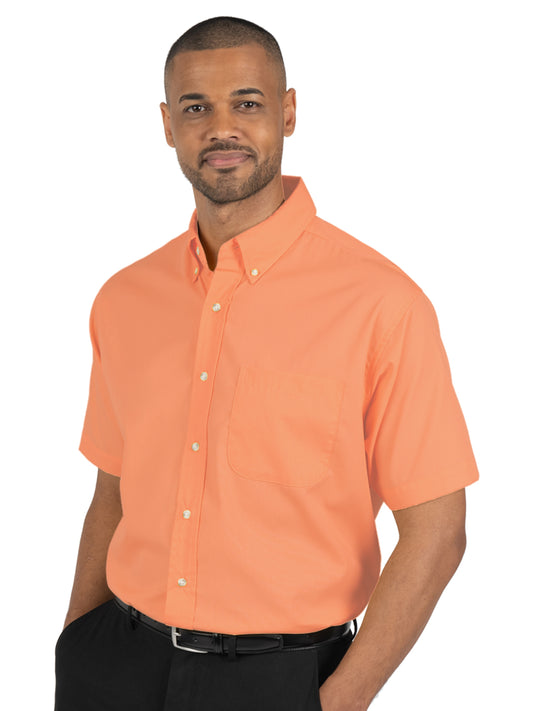 Men's 1-Pocket Short Sleeve Superblend Poplin Shirt - BG7216S - Salmon