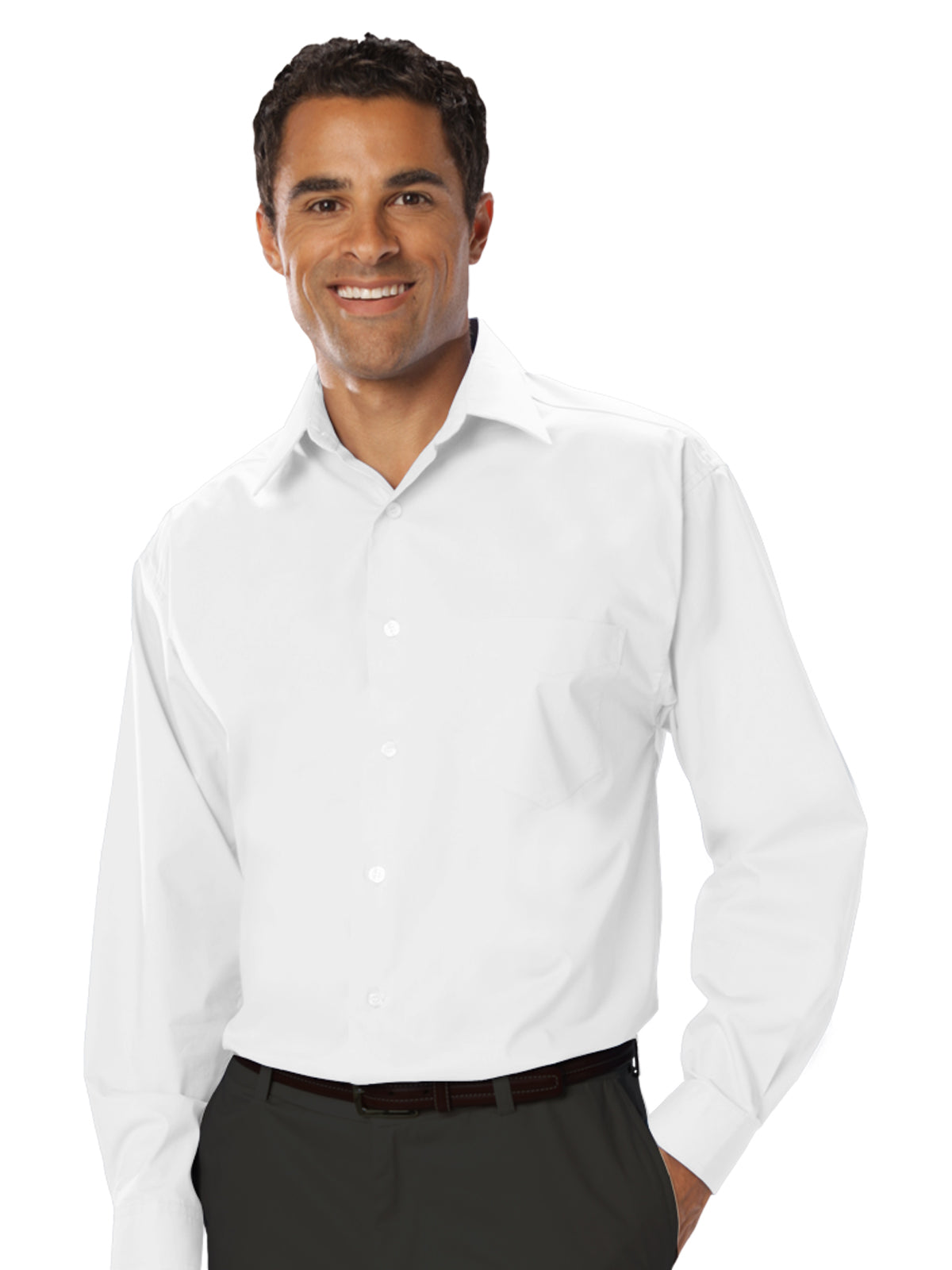 Men's 1-Pocket Stretch Poplin Shirt - BG7218 - White