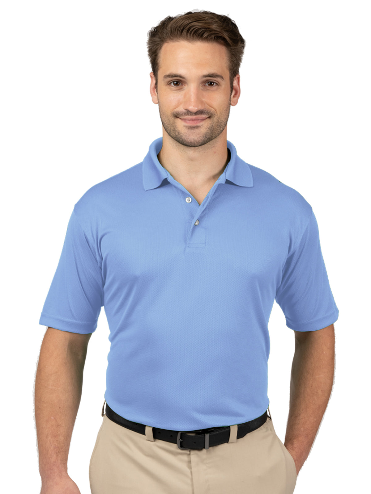 Men's Pocketless Wicking Short Sleeve Polo - BG7219 - Light Blue