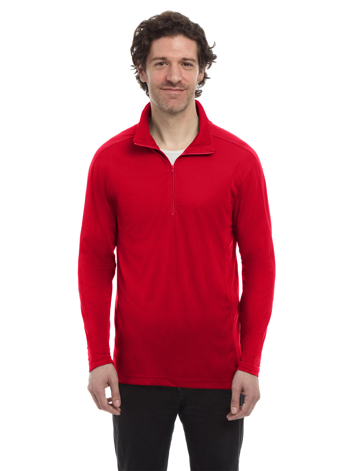 Men's Pocketless 1/4-Zip Long Sleeve Pullover - BG7230 - Red
