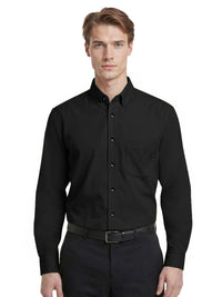 Men's 1-Pocket Matching Buttons Poplin Shirt - BG7266 - Black