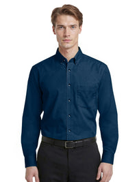 Men's 1-Pocket Matching Buttons Poplin Shirt - BG7266 - Navy