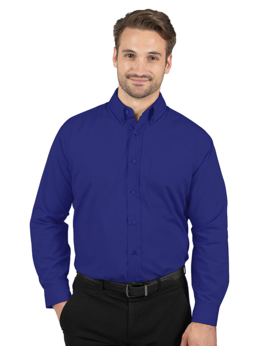 Men's 1-Pocket Matching Buttons Poplin Shirt - BG7266 - Royal