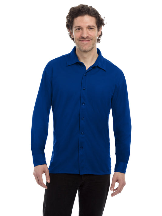 Men's Pocketless Knit Stretch Woven Shirt - BG7273 - Royal