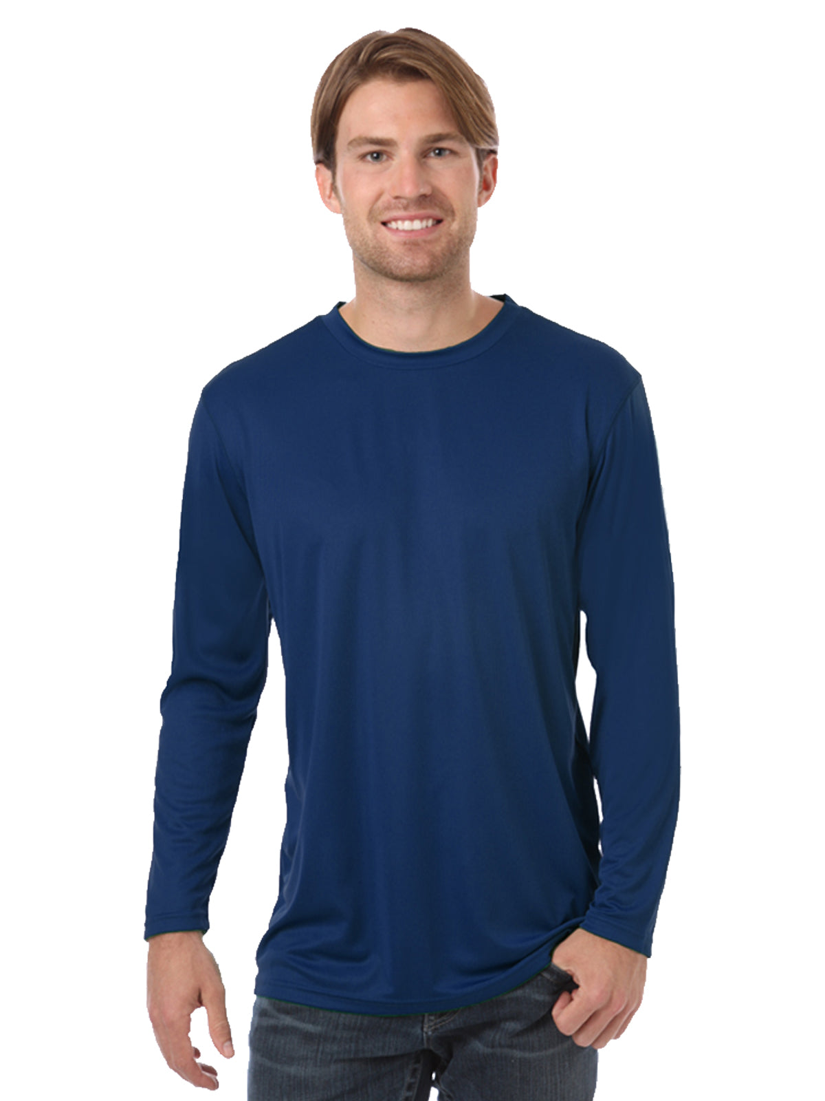 Men's Pocketless Value Long Sleeve Tee - BG7303 - Navy