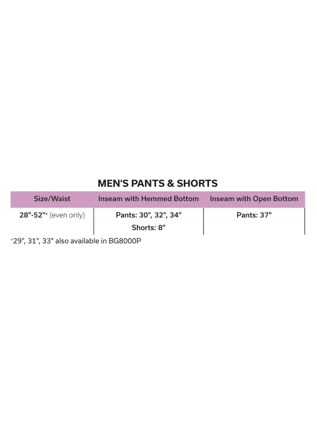 SIZECHART
