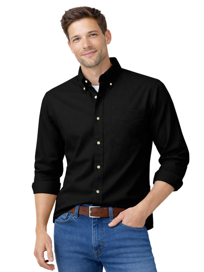 Men's 1-Pocket Cotton Twill Shirt - BG8213 - Black
