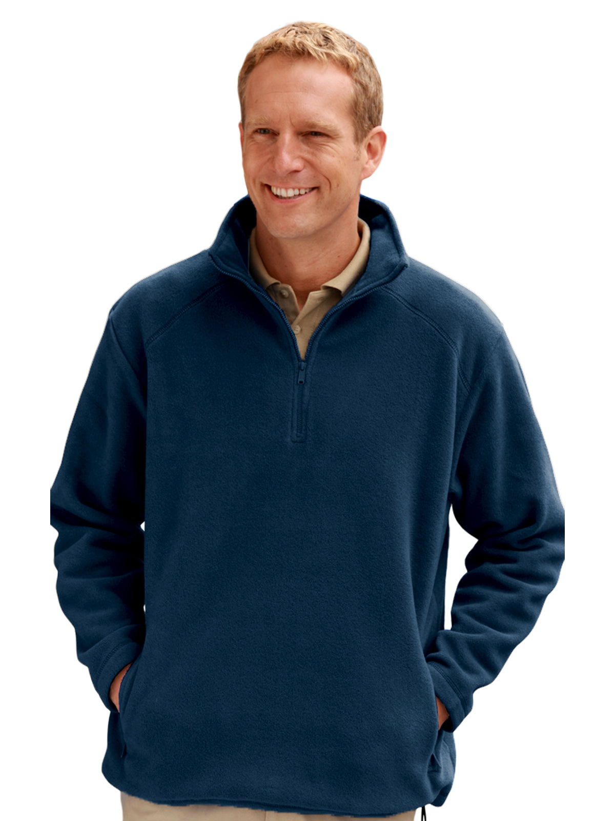 Unisex 2-Pocket Micro Fleece Zip Pullover - BG9952 - Polar Navy