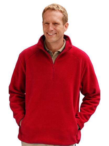 Unisex 2-Pocket Micro Fleece Zip Pullover - BG9952 - Polar Red