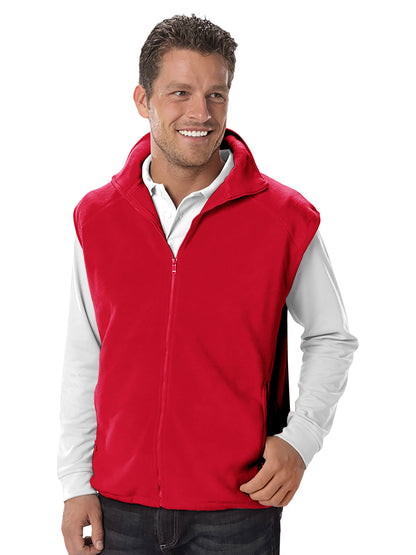 Unisex 2-Pocket Micro Fleece Zip Front Vest - BG9953 - Polar Red