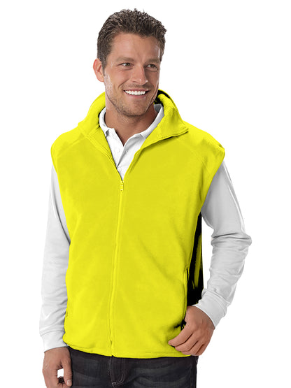 Unisex 2-Pocket Micro Fleece Zip Front Vest - BG9953 - Optic Yellow