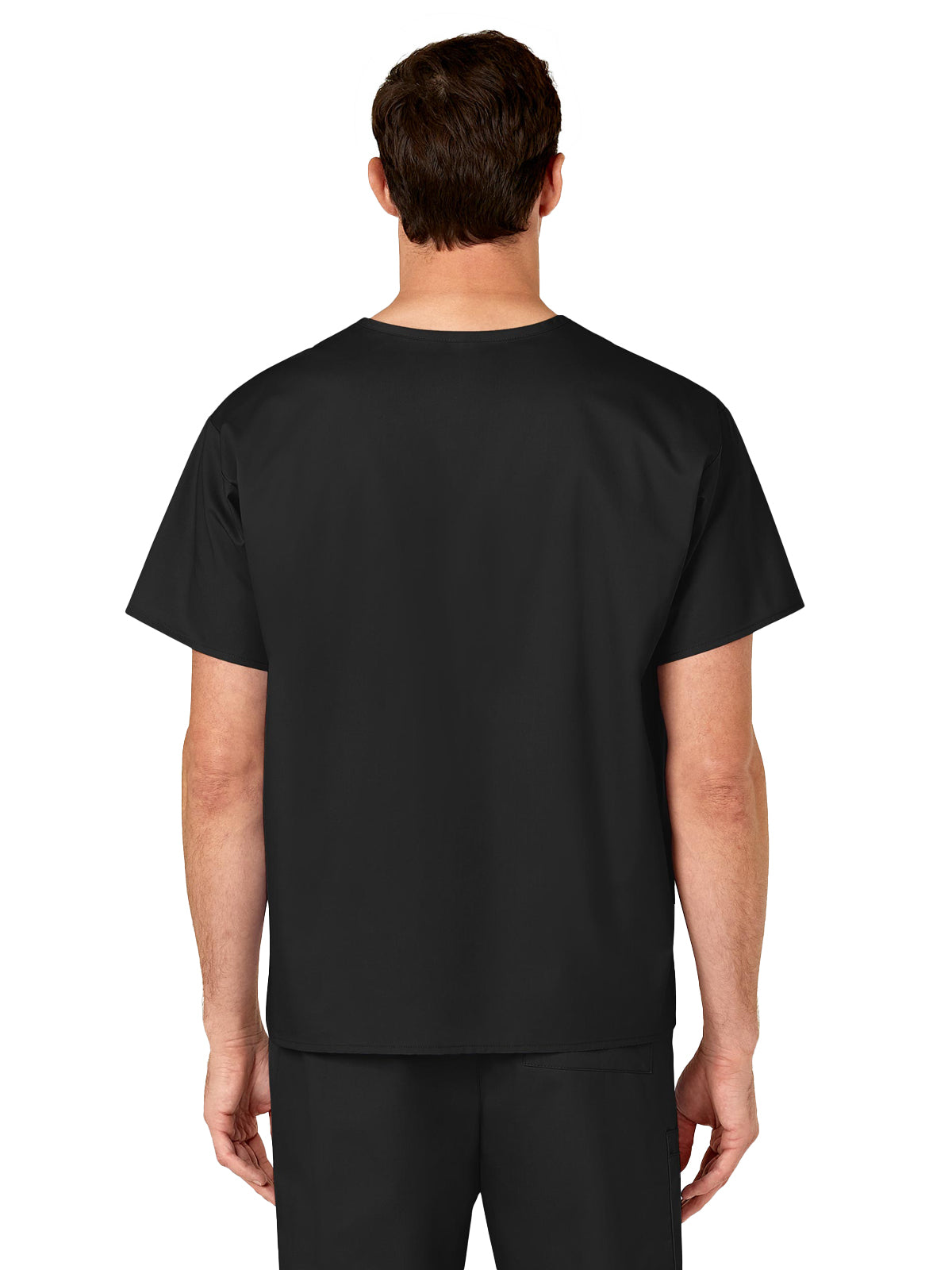 Unisex Double-Pocket V-Neck Scrub Top - 100 - Black