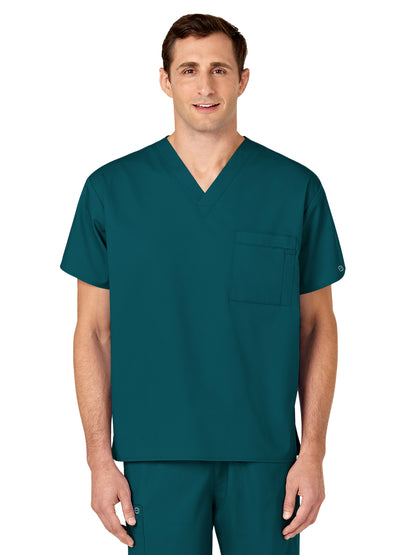 Unisex Double-Pocket V-Neck Scrub Top - 100 - Caribbean