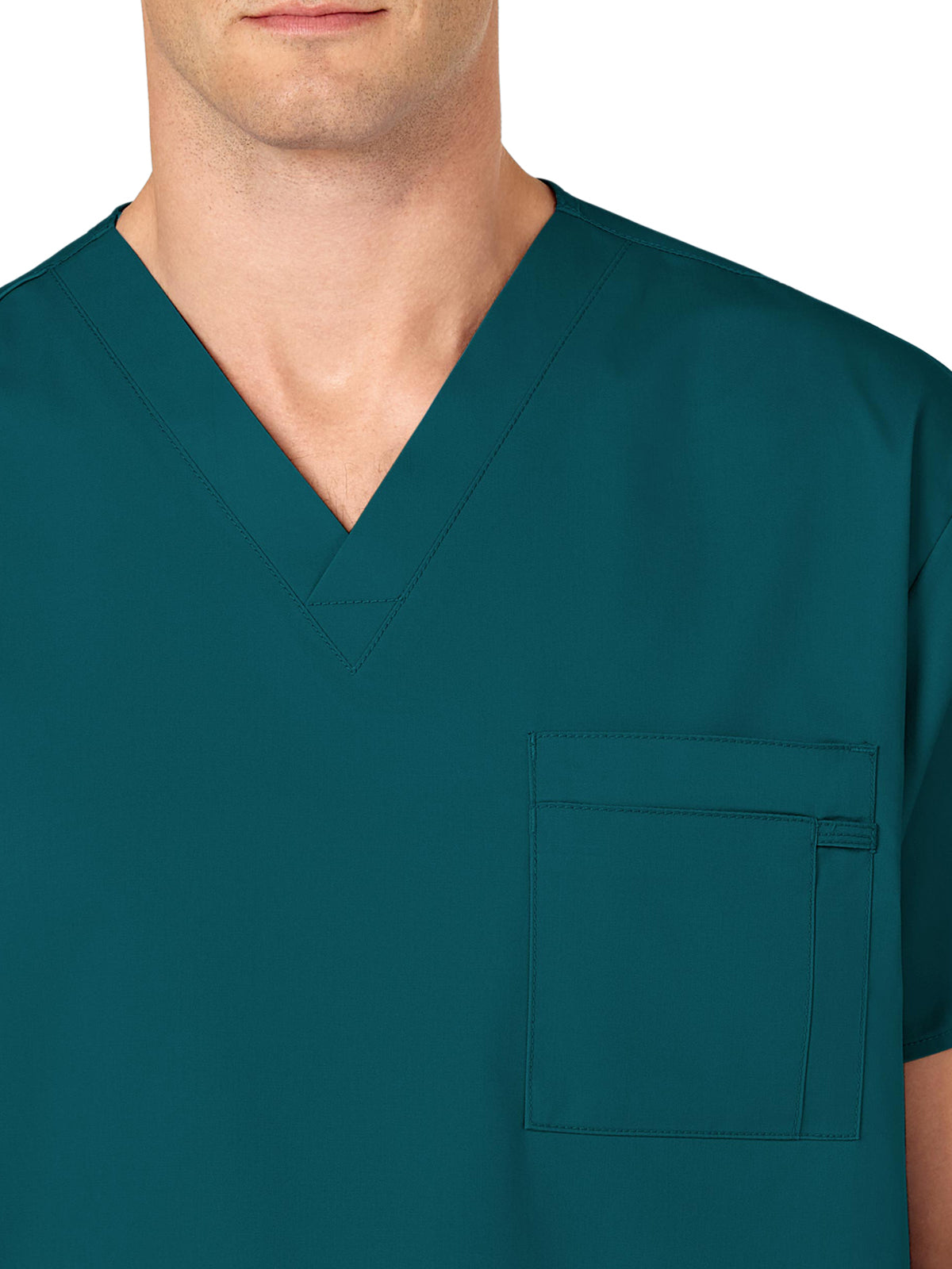 Unisex Double-Pocket V-Neck Scrub Top - 100 - Caribbean