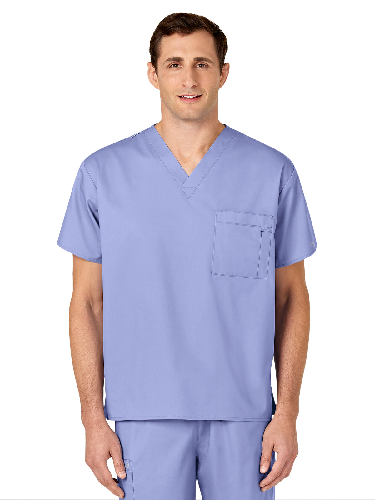 Unisex Double-Pocket V-Neck Scrub Top - 100 - Ceil Blue