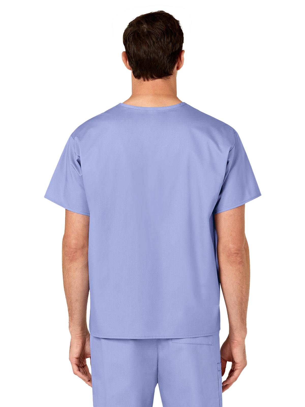 Unisex Double-Pocket V-Neck Scrub Top - 100 - Ceil Blue