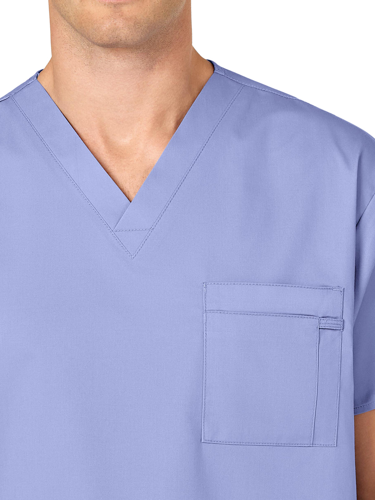 Unisex Double-Pocket V-Neck Scrub Top - 100 - Ceil Blue