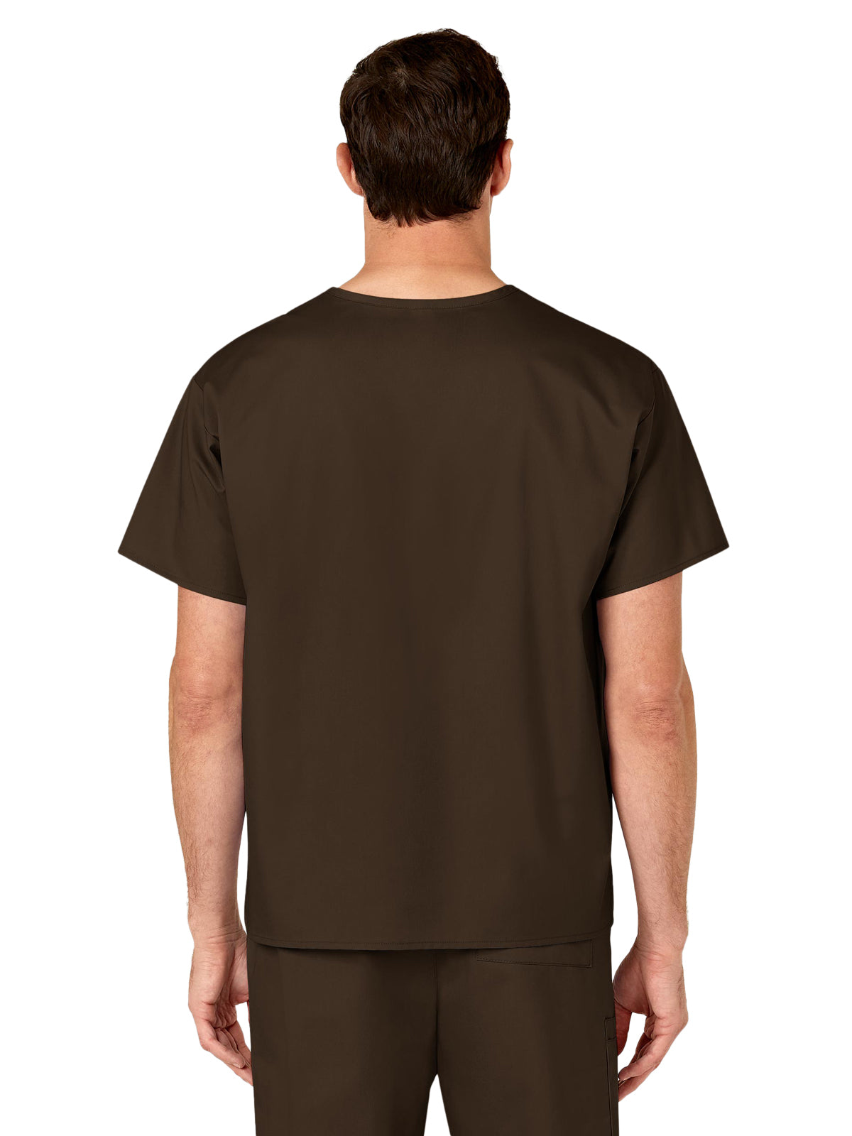 Unisex Double-Pocket V-Neck Scrub Top - 100 - Chocolate